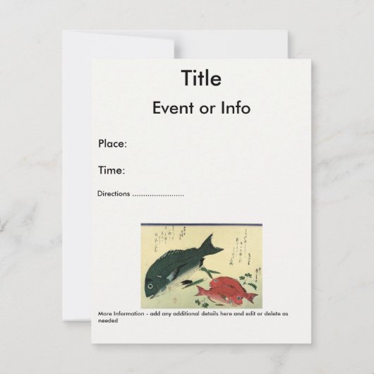 黒台・赤台 – 広重の魚日本のプリント 招待状 (裏面)