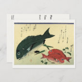 黒台・赤台 – 広重の魚日本のプリント 招待状 (正面/裏面)