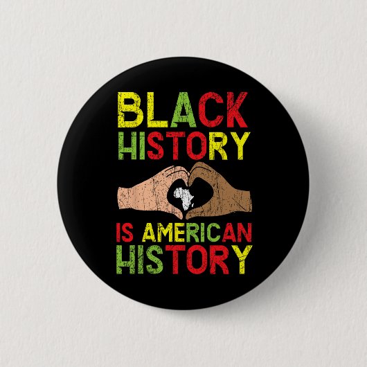 黒史はアメリカ史アフリカ系アメリカ人 缶バッジ (正面)