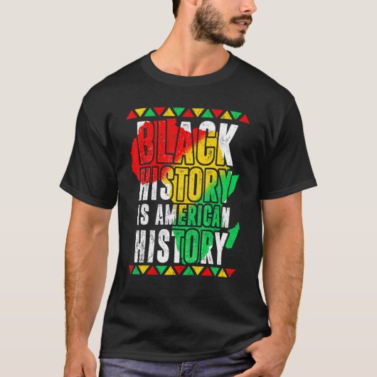 黒史はアメリカ史アフリカ系アメリカ人 Tシャツ (正面)