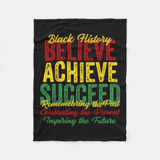 黒史信じの成功インスパイアを収める フリースブランケット (正面)