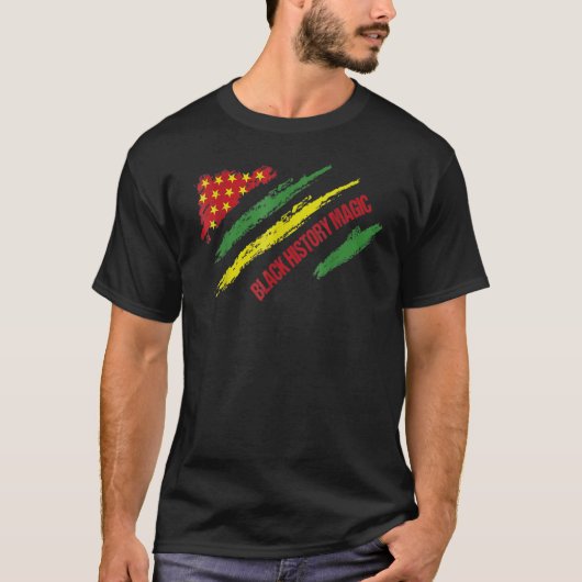 黒史魔法プライドアフリカ米国国旗 Tシャツ (正面)