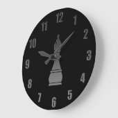 黒司教チェス駒 ラージ壁時計 (傾斜)