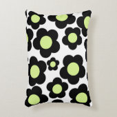 黒名門私立校風のネオン緑ヒッピー花柄 アクセントクッション (正面(垂直))