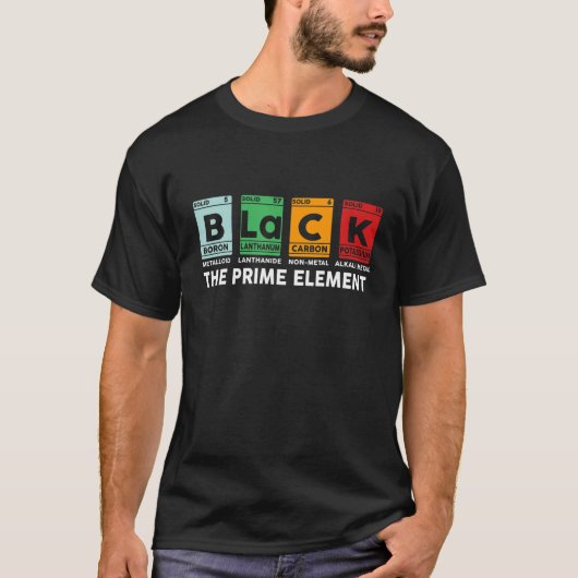 黒周期表素元素ブラックヒスト Tシャツ (正面)