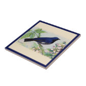 黒喉の青い反り鳥の陶磁器タイル タイル (側面)