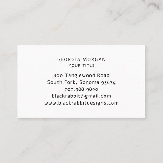 黒図解入りの、写真付きのウサギ 名刺 (裏面)