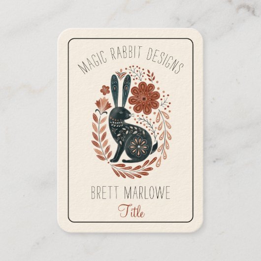 黒図解入りの、写真付きのウサギ 名刺 (正面)