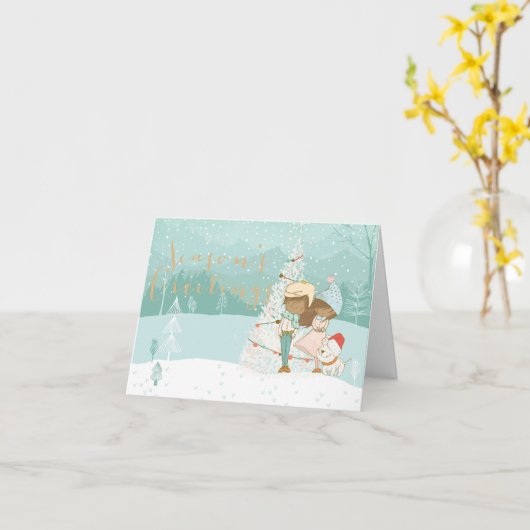 黒図解入りの、写真付きの子シーズンの挨拶 カード (黄色い花)