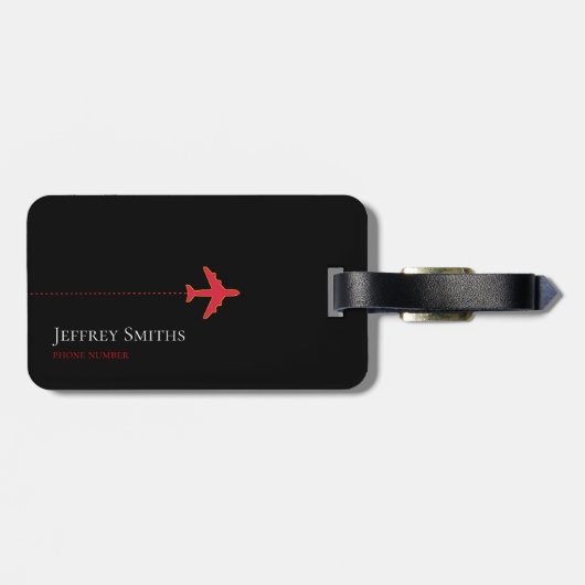 黒国際的飛行機旅行 ラゲッジタグ (裏面横)