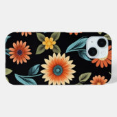 黒地にかわいいヒマワリ模様 Case-Mate iPhoneケース (裏面 (横))