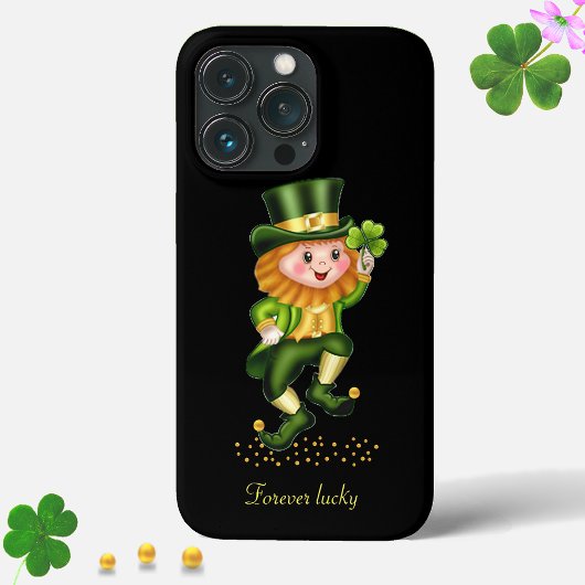 黒地にかわいい幸運の緑のノーム Case-Mate iPhoneケース