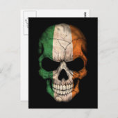 黒地にアイルランド国旗のドクロ ポストカード (正面/裏面)