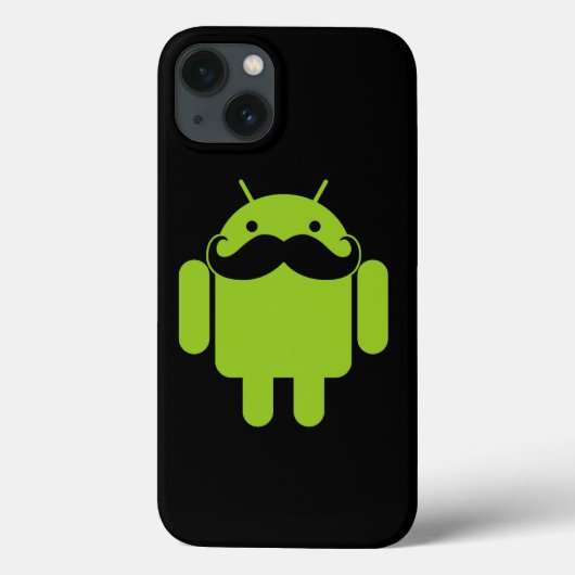 黒地にアンドロイドロボットの口ひげ Case-Mate iPhoneケース (裏面)