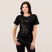 黒地にアールデコの花 トライブレンドＴシャツ (正面全面)