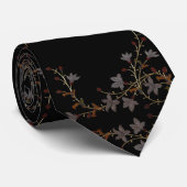 黒地にアールデコの花 ネクタイ (ロール)