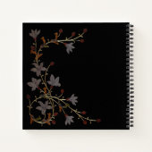 黒地にアールデコの花 ノートブック (裏面)