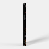 黒地にアールデコの花 iPhoneケース (右側面)
