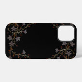 黒地にアールデコの花 iPhoneケース (裏面横)