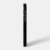 黒地にアールデコの花 iPhoneケース (左側面)