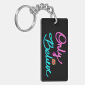 黒地にインスピレーションの引用「Only Believe」 キーホルダー (正面左)