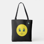 黒地にウィンキーハッピー顔絵文字 トートバッグ (裏面)
