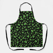 黒地にウォーターカラーのシャムロック St. Patrick's Day エプロン (正面)