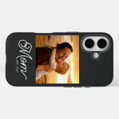 黒地にエレガントな白い文字とお母さんの写真のiPhoneケース Case-Mate iPhoneケース (裏面 (横))
