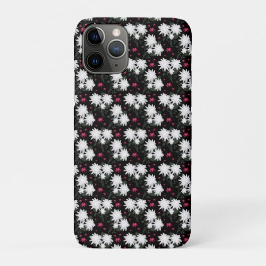 黒地にエレガントな白い花柄 Case-Mate iPhoneケース (裏)