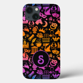 黒地にカラフルなシェイクスピアのアイコン iPhone 13ケース