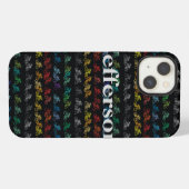 黒地にカラフルな自転車の模様 iPhoneケース (裏面横)