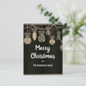 黒地にゴールドのエレガンス クリスマス ポストカード (スタンド正面)