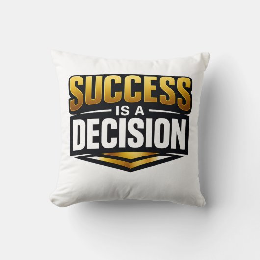 黒地にゴールドのタイポグラフィ「SUCCESS」 クッション (正面)
