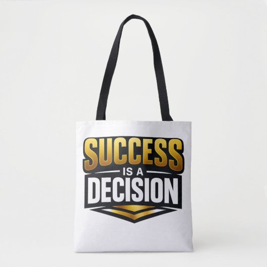 黒地にゴールドのタイポグラフィ「SUCCESS」 トートバッグ (正面)