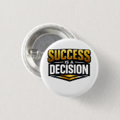黒地にゴールドのタイポグラフィ「SUCCESS」 缶バッジ (正面&裏面)