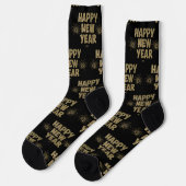 黒地にゴールドのラメでHappy New Year ソックス (左)