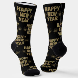 黒地にゴールドのラメでHappy New Year ソックス