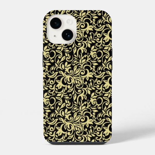 黒地にゴールドの模様 iPhoneケース (裏面)