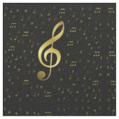 黒地にゴールドの音符 ファブリック (クローズアップ)