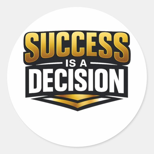 黒地にゴールドのSuccessタイポグラフィ ラウンドシール (正面)