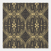 黒地にゴールドラインの上品なシームレス柄 壁紙 (正面)