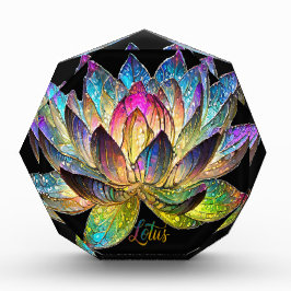 黒地にステンドグラスのカラフルな蓮の花 フォトブロック
