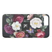 黒地にダークフラワー | モノグラム Case-Mate iPhoneケース (裏面(横))