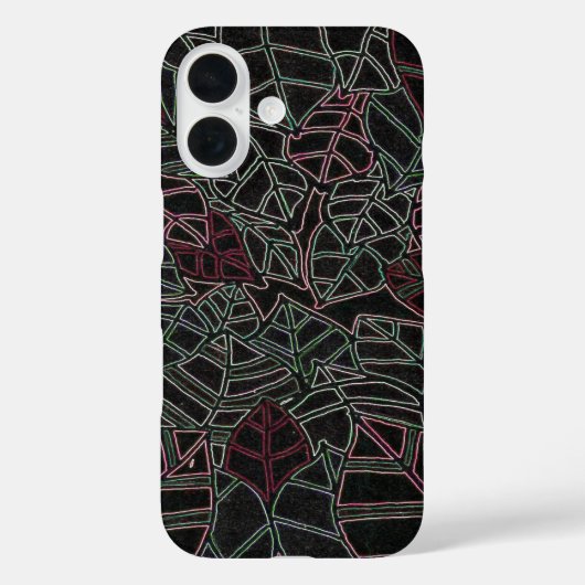黒地にネオンで描いたポップアートのヤシの葉 Case-Mate iPhoneケース (裏面)