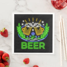 黒地にネオンのオクトーバーフェスト ビール祭り ナプキン