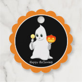 黒地にハロウィンの幽霊とカボチャ フェイバータグ (裏面)