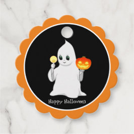 黒地にハロウィンの幽霊とカボチャ フェイバータグ