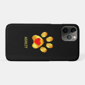 黒地にハートと金色の肉球 Case-Mate iPhoneケース (裏面(横))
