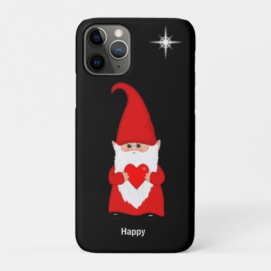 黒地にハートを持つ幸せなノーム Case-Mate iPhoneケース (裏)