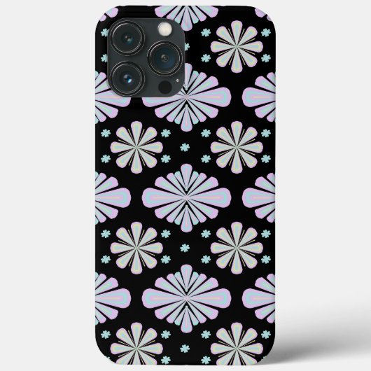 黒地にパステルカラーの花の形 Case-Mate iPhoneケース (裏面)